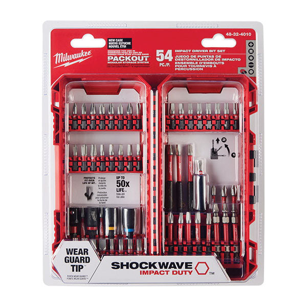 Milwaukee SHOCKWAVE Impact Duty Series 48-32-4010 Driver Bit Set, 54-Piece, All-Purpose, Alloy Steel
