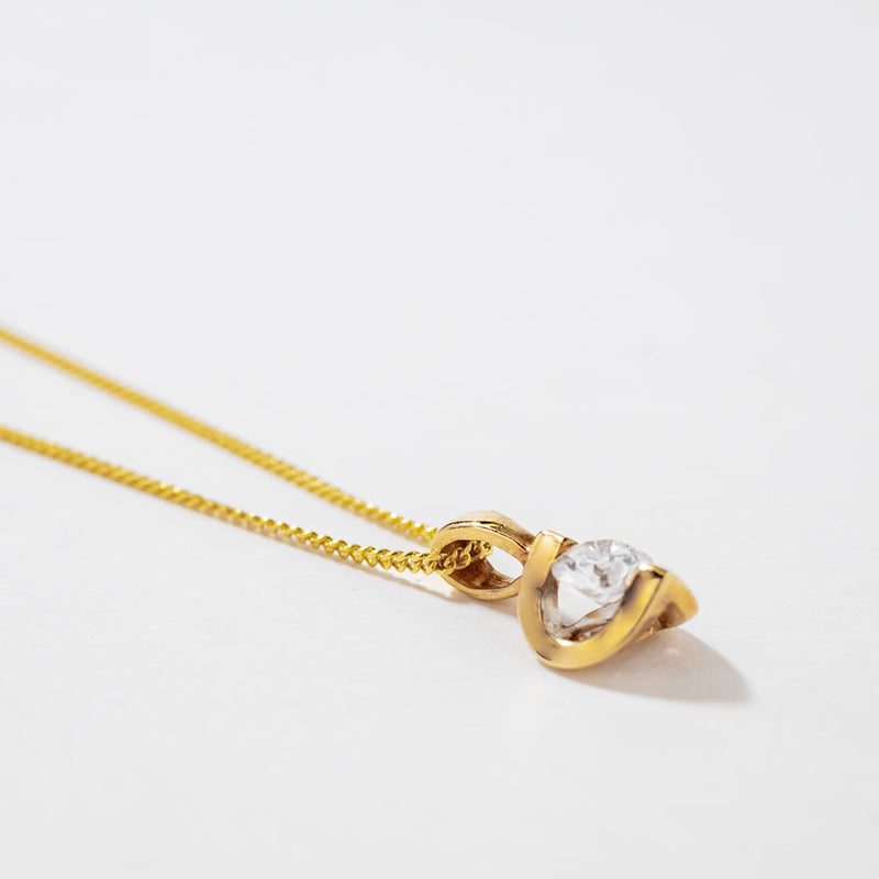 Tension Set Lab Grown Diamond Solitaire Necklace in 14K Yellow Gold (0.10ct tw)