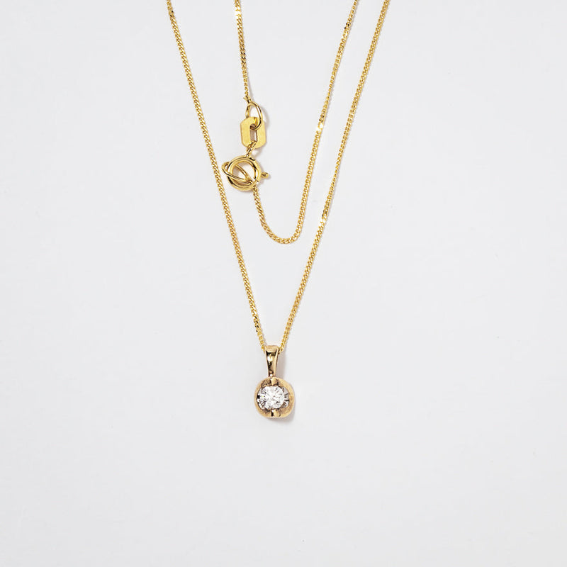 Tension Set Lab Grown Diamond Solitaire Necklace in 14K Yellow Gold (0.10ct tw)