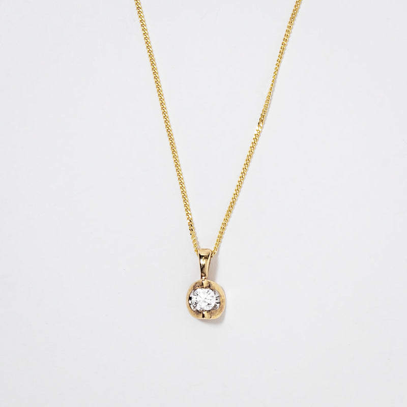 Tension Set Lab Grown Diamond Solitaire Necklace in 14K Yellow Gold (0.10ct tw)