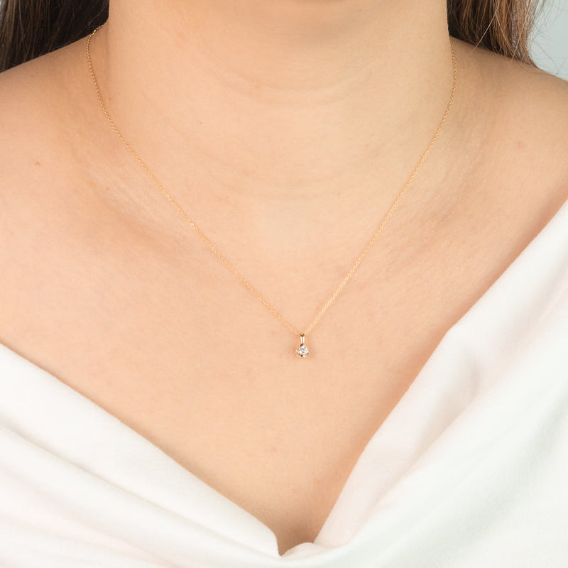 Tension Set Lab Grown Diamond Solitaire Necklace in 14K Yellow Gold (0.10ct tw)