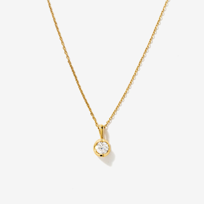Tension Set Lab Grown Diamond Solitaire Necklace in 14K Yellow Gold (0.25ct tw)