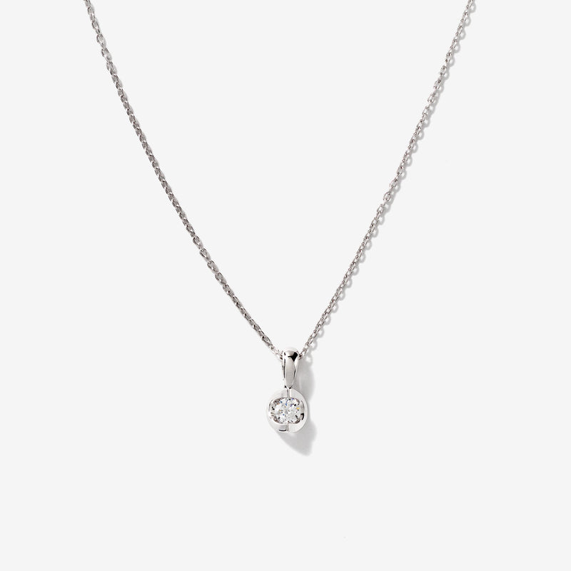 Tension Set Lab Grown Diamond Solitaire Necklace in 14K White Gold (0.10ct tw)