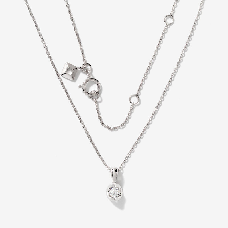 Tension Set Lab Grown Diamond Solitaire Necklace in 14K White Gold (0.10ct tw)
