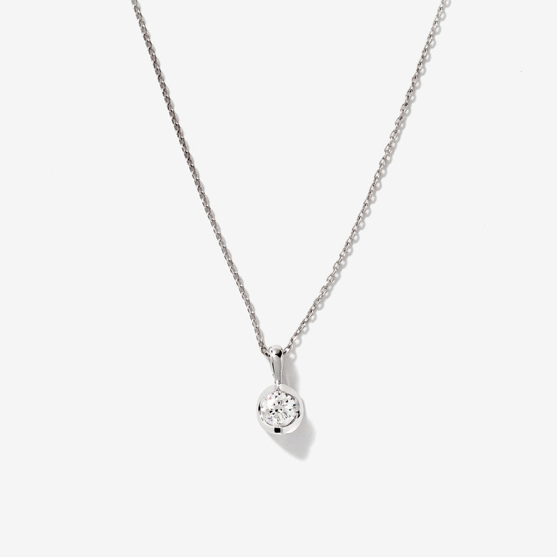 Tension Set Lab Grown Diamond Solitaire Necklace in 14K White Gold (0.25ct tw)