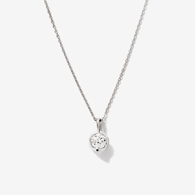 Tension Set Lab Grown Diamond Solitaire Necklace in 14K White Gold (0.50ct tw)