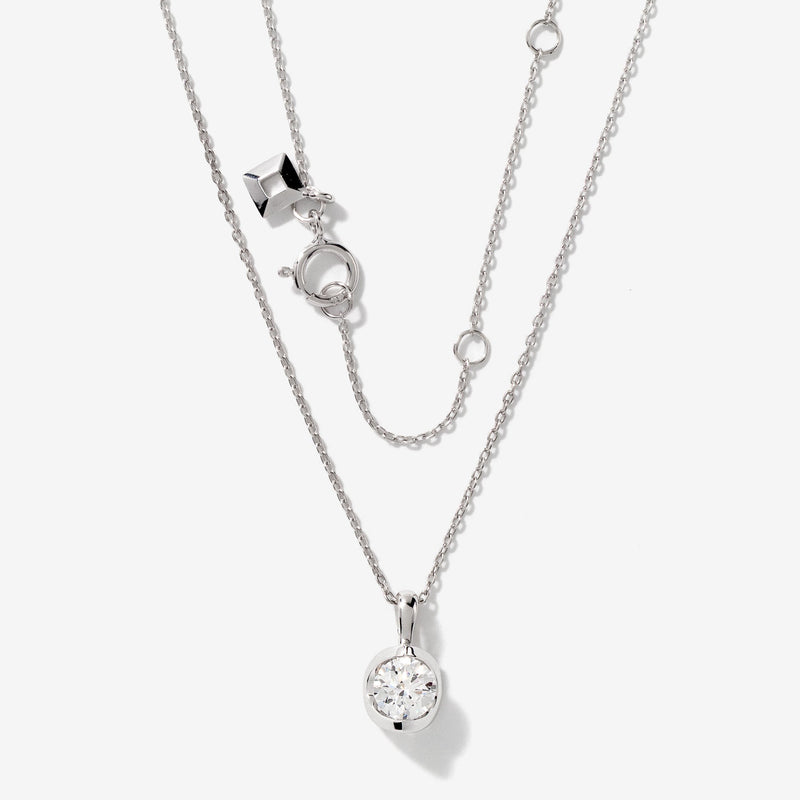 Tension Set Lab Grown Diamond Solitaire Necklace in 14K White Gold (0.50ct tw)