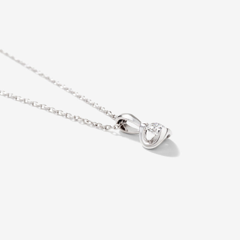 Tension Set Lab Grown Diamond Solitaire Necklace in 14K White Gold (0.10ct tw)