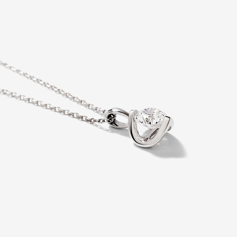 Tension Set Lab Grown Diamond Solitaire Necklace in 14K White Gold (0.50ct tw)