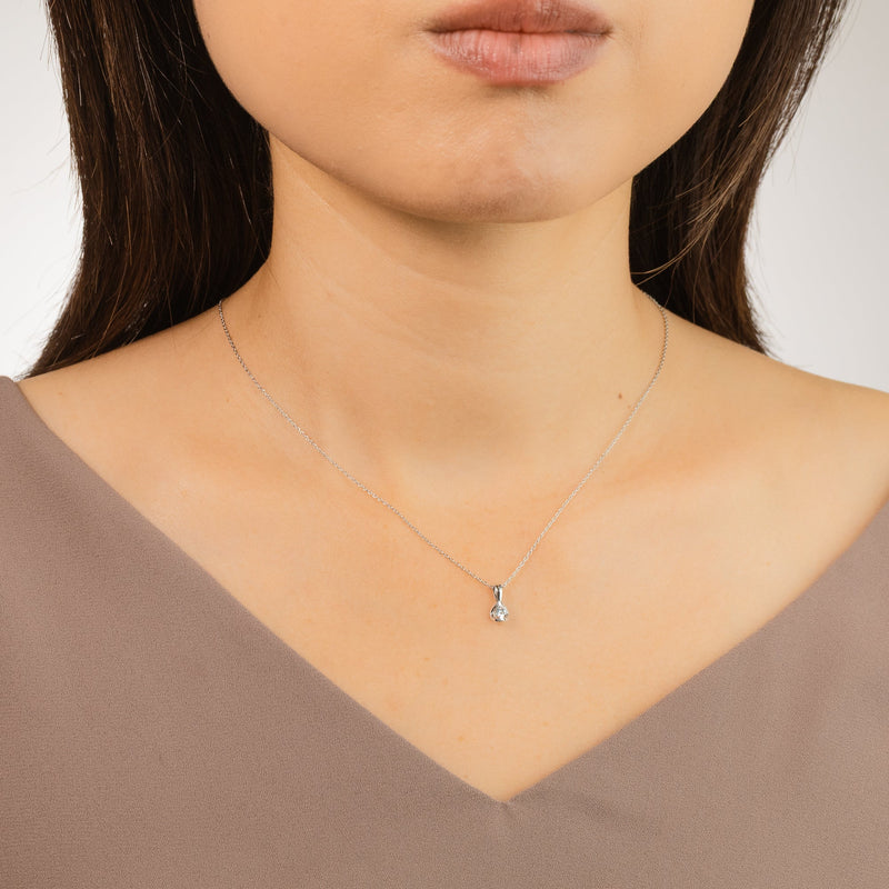 Tension Set Lab Grown Diamond Solitaire Necklace in 14K White Gold (0.10ct tw)