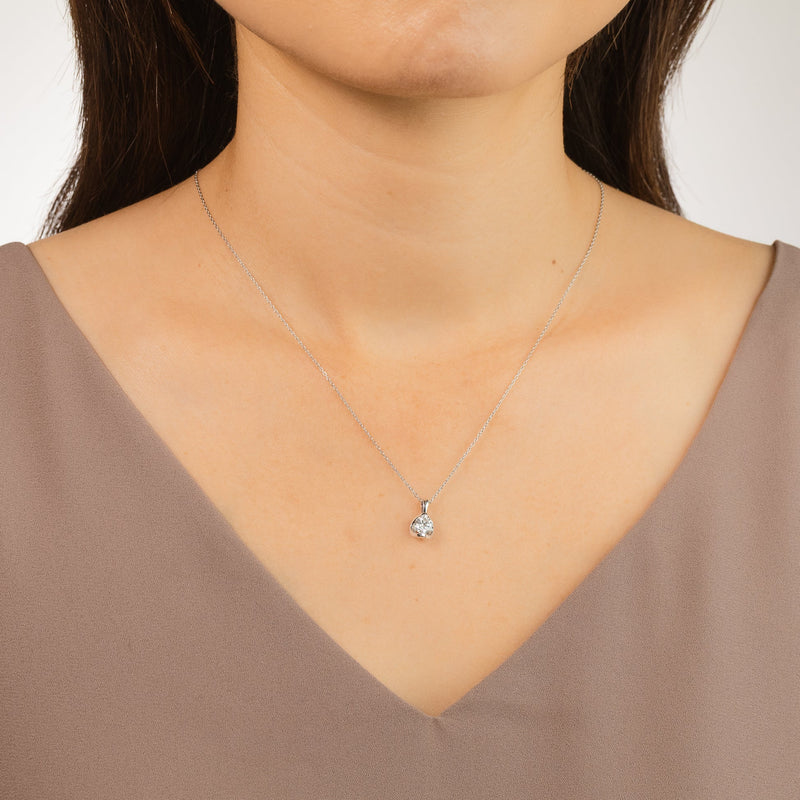 Tension Set Lab Grown Diamond Solitaire Necklace in 14K White Gold (0.50ct tw)