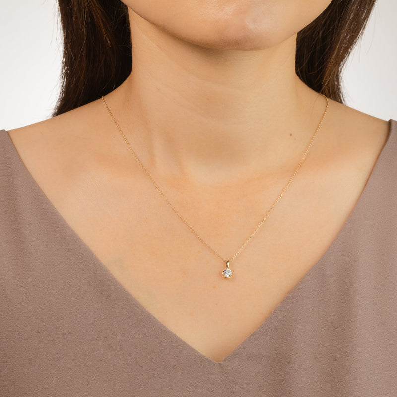 Tension Set Lab Grown Diamond Solitaire Necklace in 14K Yellow Gold (0.25ct tw)